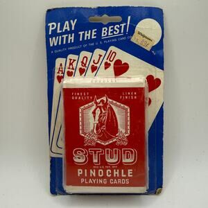 Vintage Walgreens Red STUD Pinochle Playing Cards - Linen Finish - SEALED / NIP
